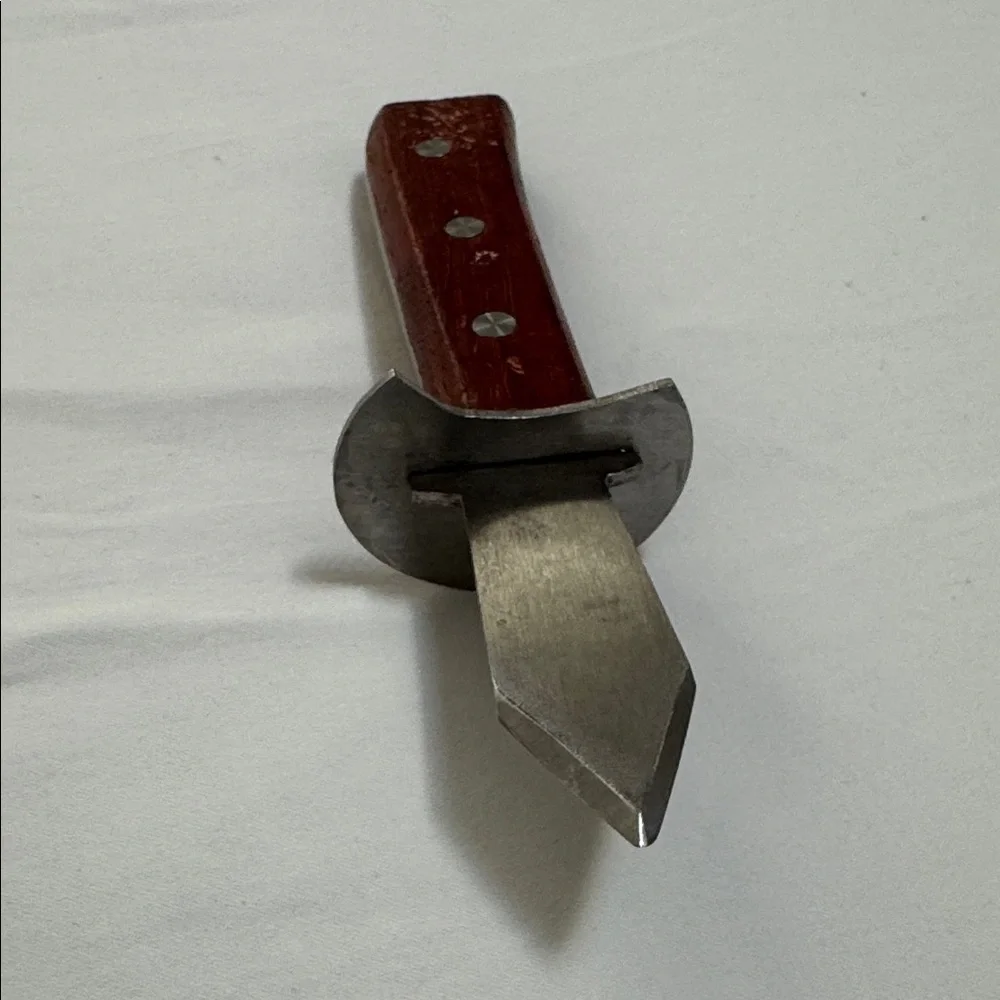OYSTER DAGGER SHUCKER SHELLFISH KNIFE FullTang Stainless Steel Wood Red Brown 7”